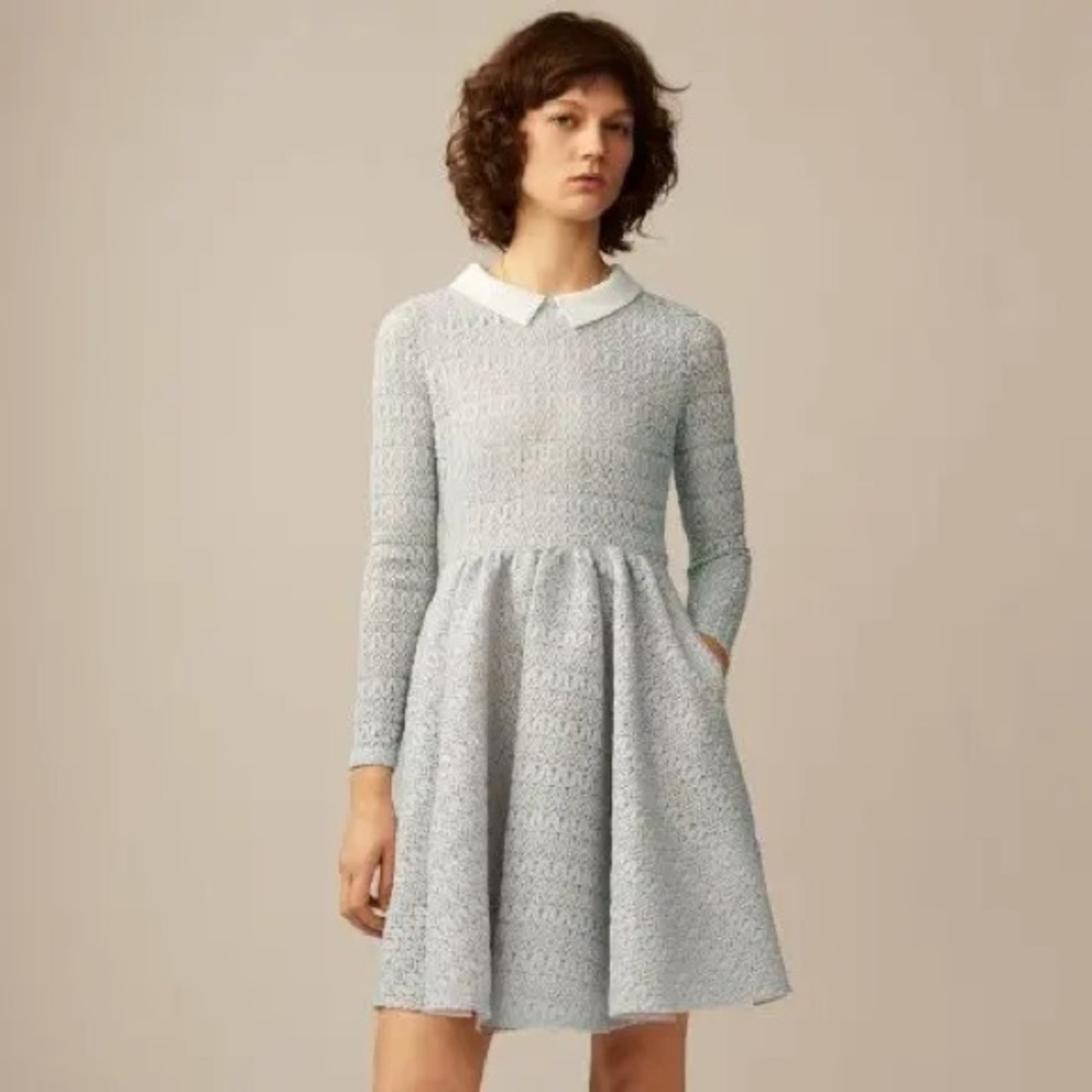MAJE Rayine Basket-weave Dress In Blue